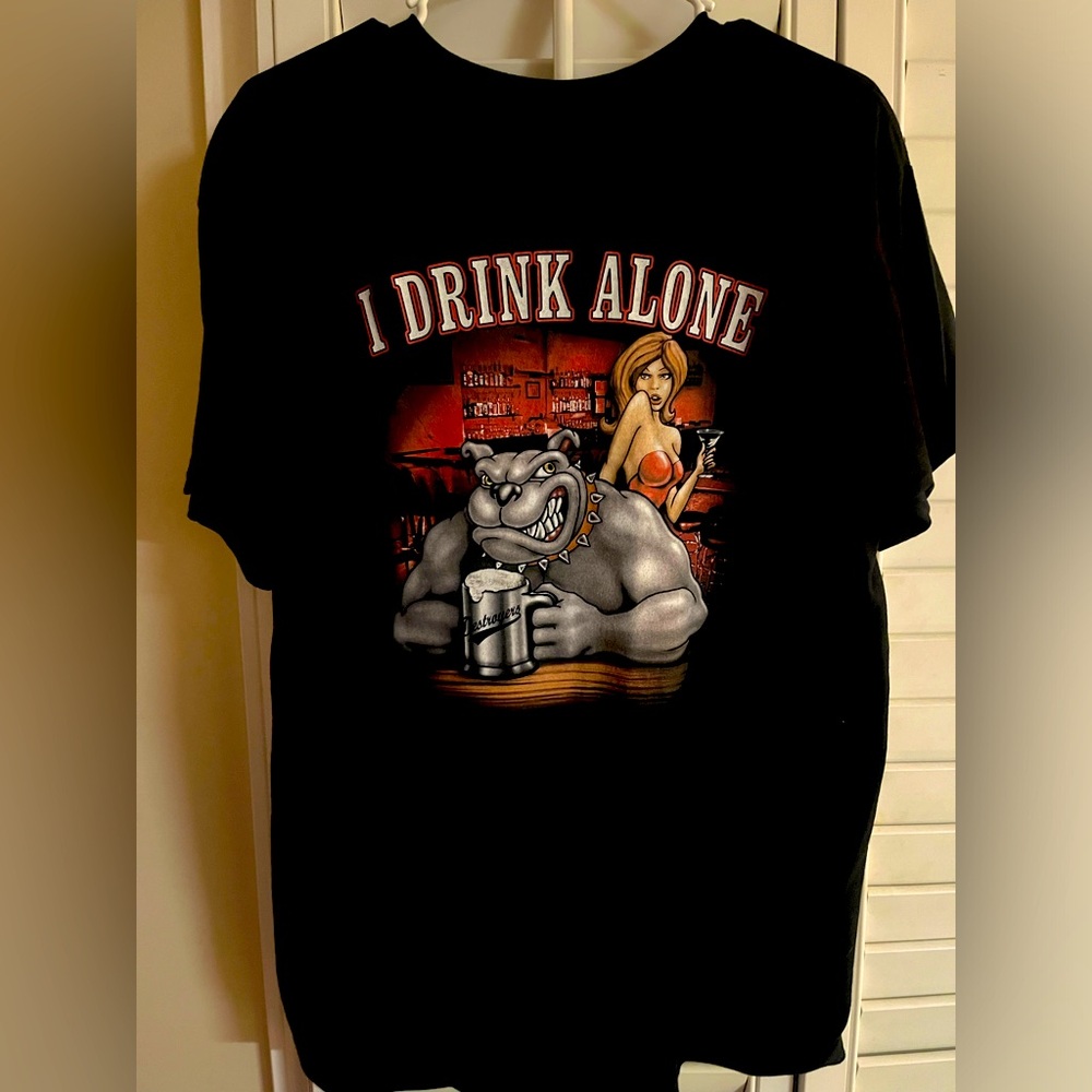 BRAND NEW GEORGE THOROGOOD AND DESTROYERS I DRINK ALONE MENS T SHIRT RARE LG